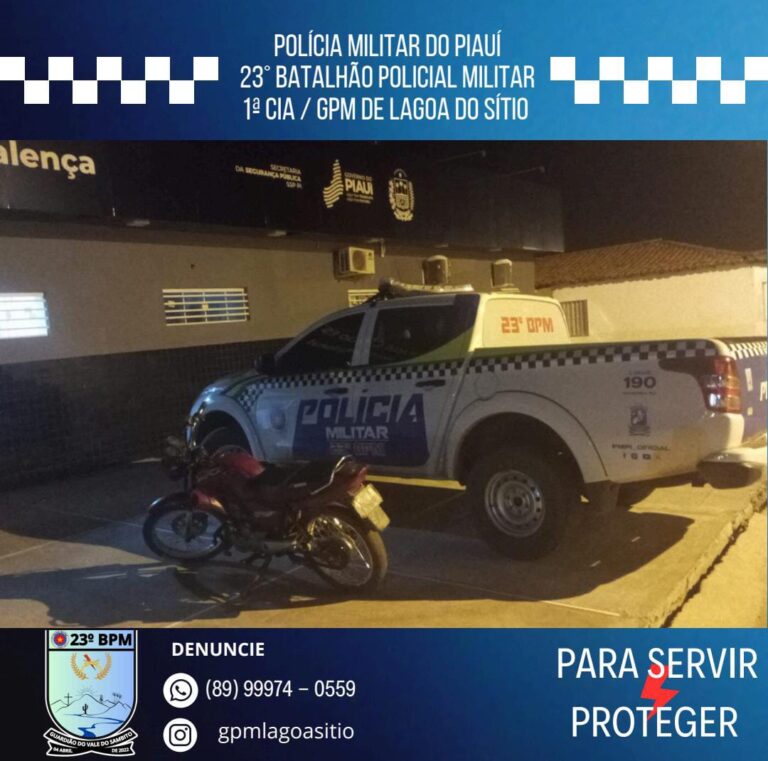 Polícia Militar prende suspeitos e recupera motocicleta furtada em Lagoa do Sítio-PI.