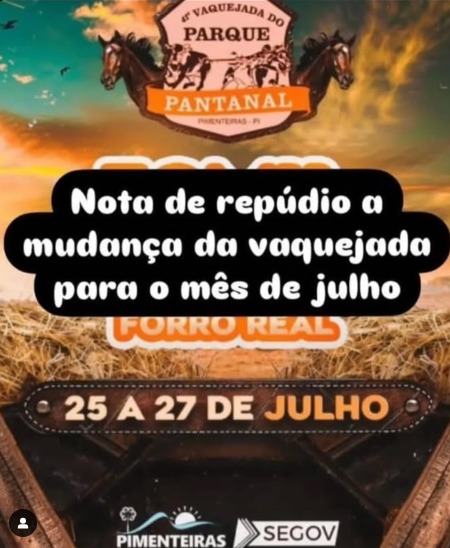 Enquete: Sobre mudança data da Tradicional Vaquejada