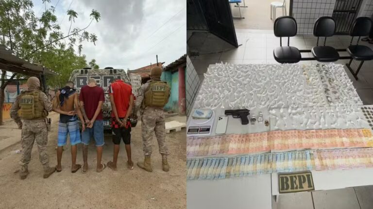 Suspeitos de tráfico são presos com mais de 300 porções de drogas e simulacro de arma