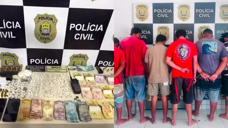 Grupo suspeito de integrar esquema de tráfico de drogas é preso, e R$ 6 mil são apreendidos no Norte do PI