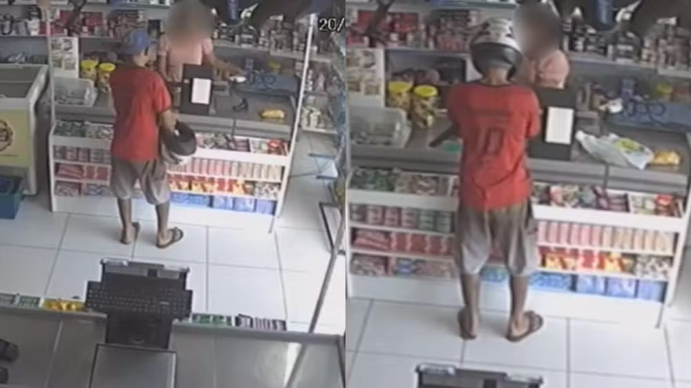 Homem se passa por cliente e assalta comércio no litoral do PI; vídeo flagra ação — Foto: Reprodução
